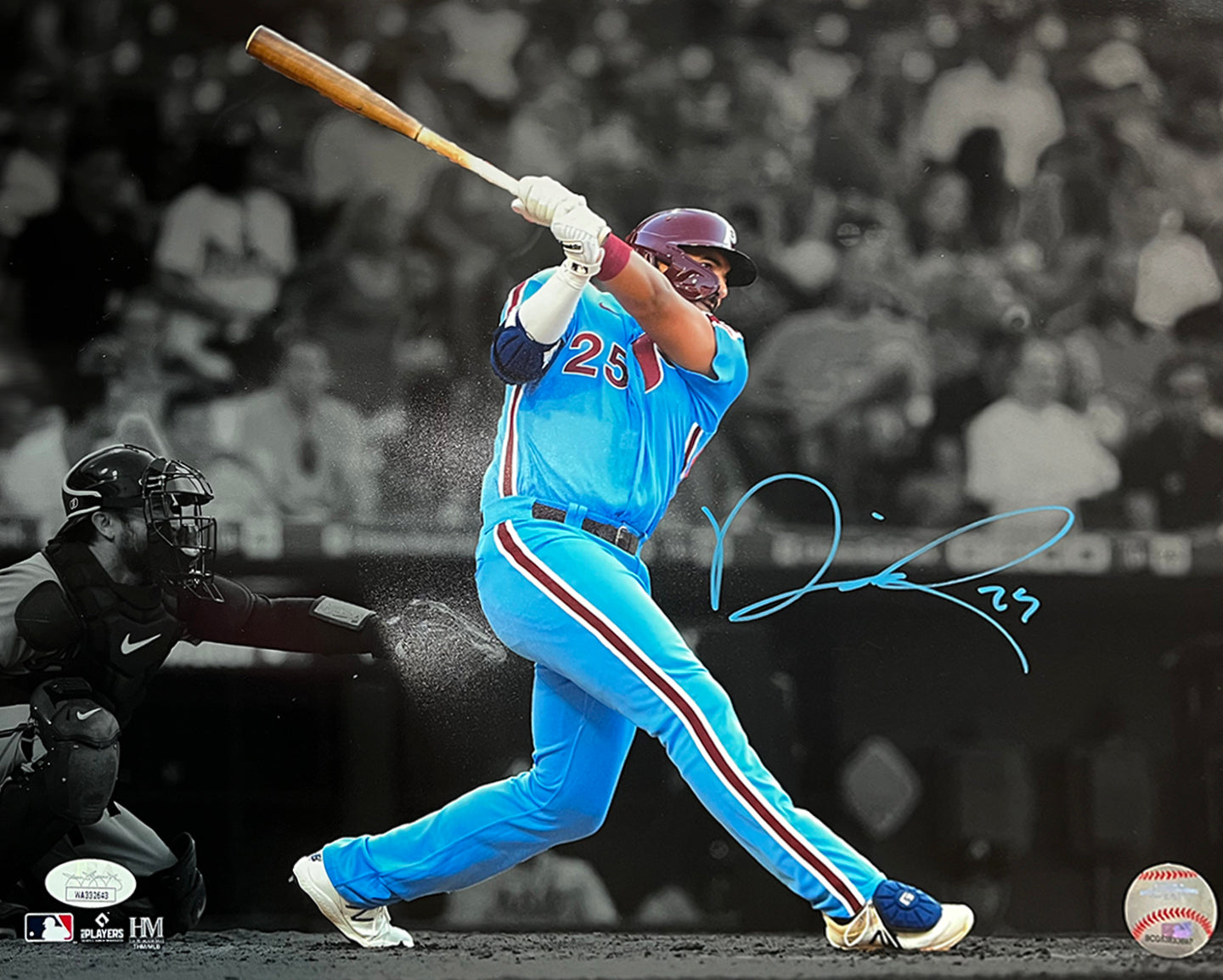 Darick Hall First Home Run Philadelphia Phillies Autographed Baseball Photo - Dynasty Sports & Framing 