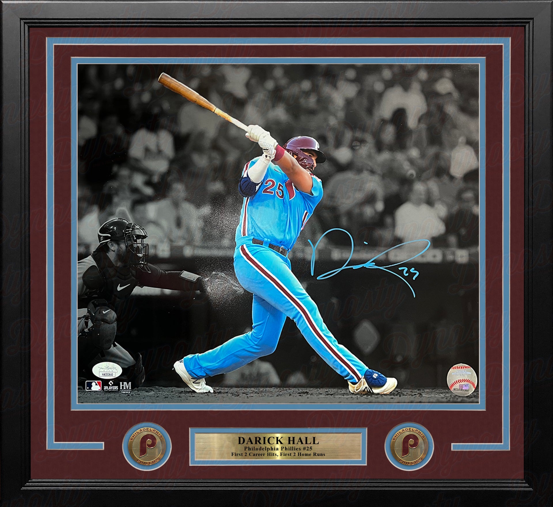 Darick Hall First Home Run Philadelphia Phillies Autographed Framed Baseball Photo - Dynasty Sports & Framing 