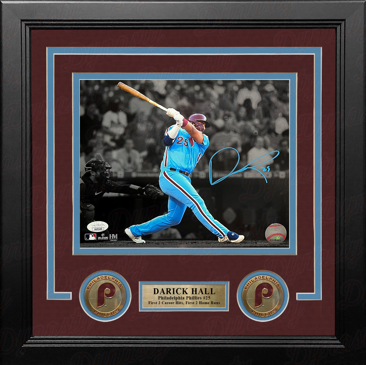 Darick Hall First Home Run Philadelphia Phillies Autographed Framed Baseball Photo - Dynasty Sports & Framing 