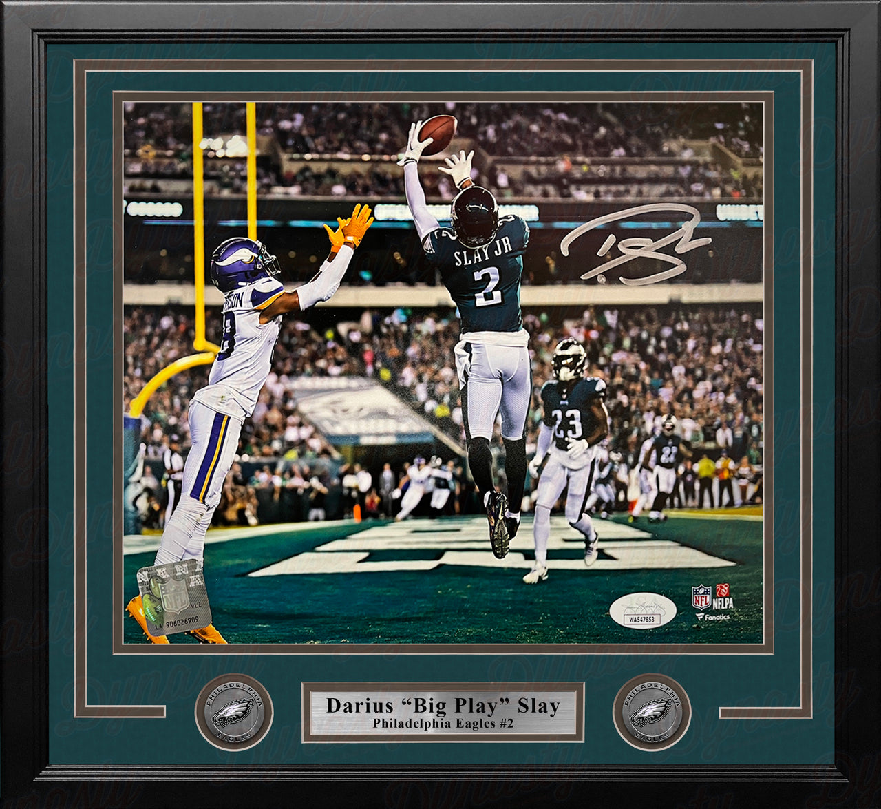 Darius Slay Interception v. Vikings Philadelphia Eagles Autographed Framed Football Photo - Dynasty Sports & Framing 