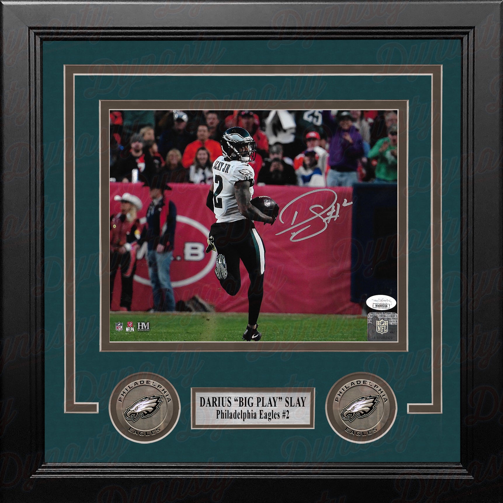 Darius Slay Interception Return Philadelphia Eagles Autographed Framed Football Photo - Dynasty Sports & Framing 