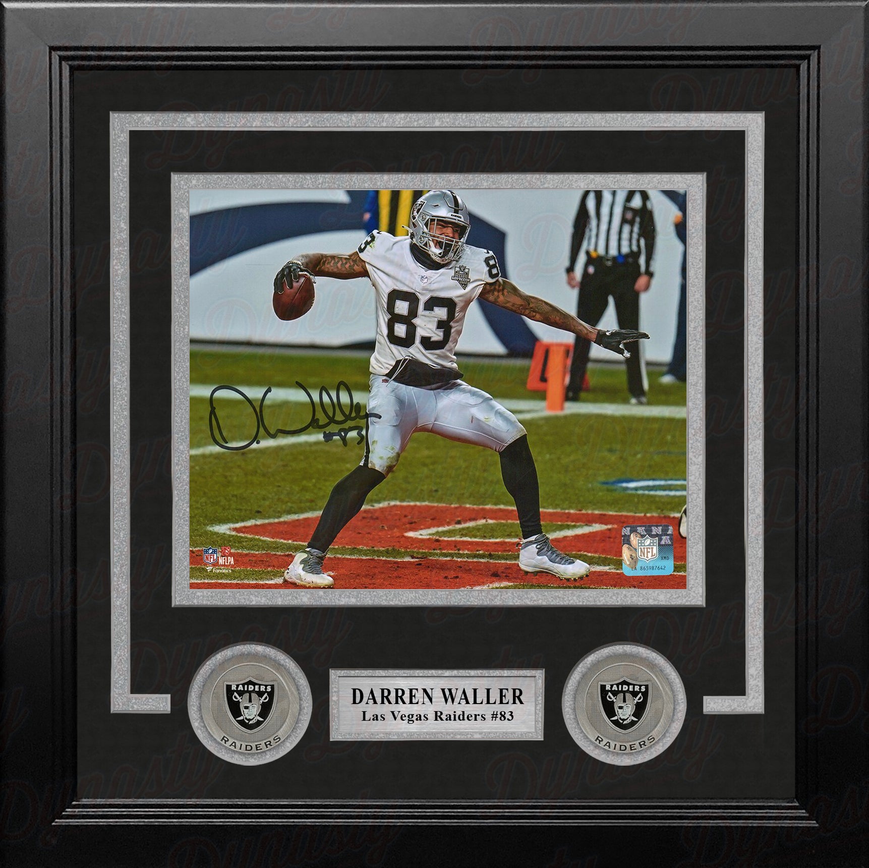Darren Waller Touchdown Celebration Las Vegas Raiders Autographed 8" x 10" Framed Football Photo - Dynasty Sports & Framing 