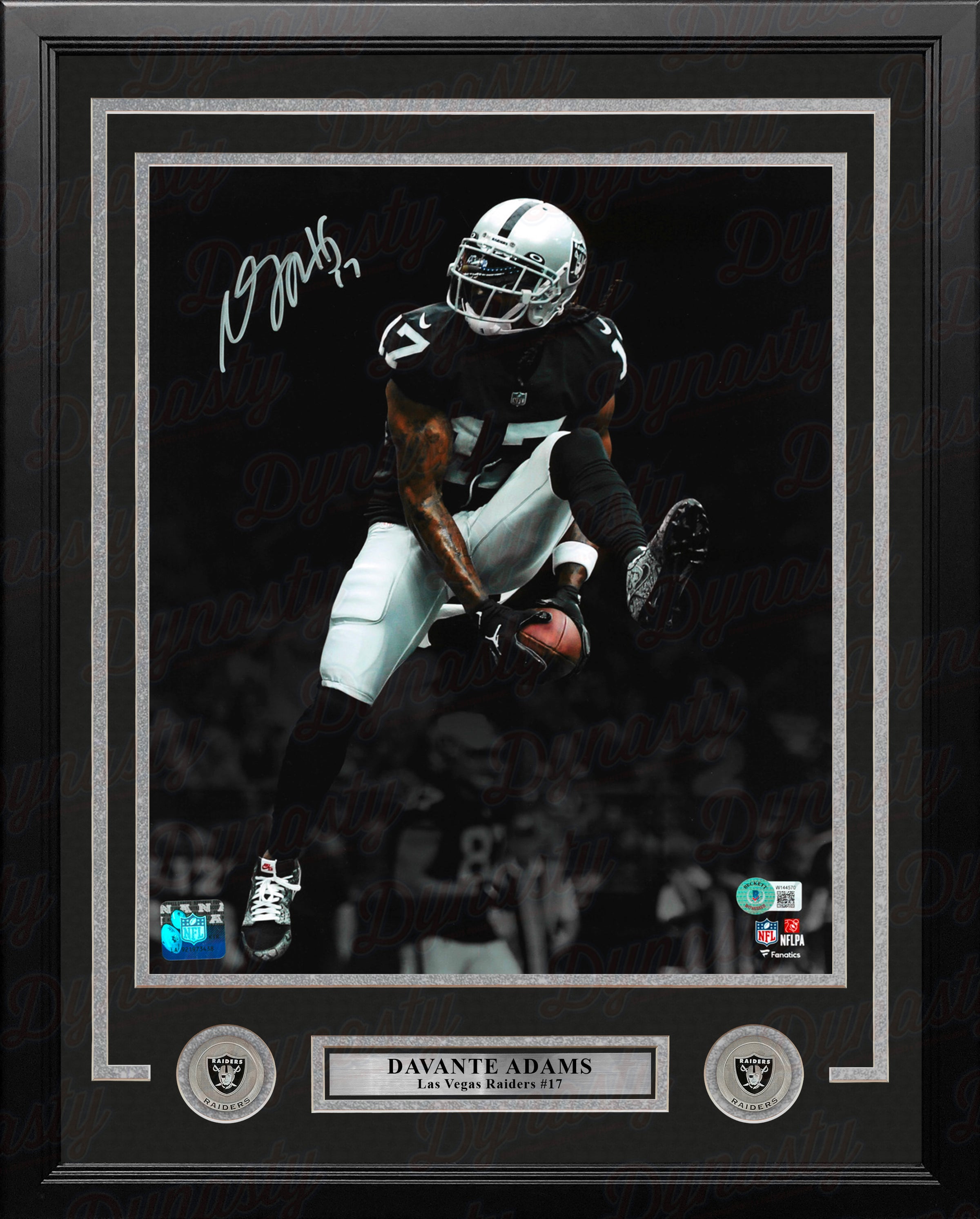Davante Adams in Action Las Vegas Raiders Autographed Framed Football Photo - Dynasty Sports & Framing 