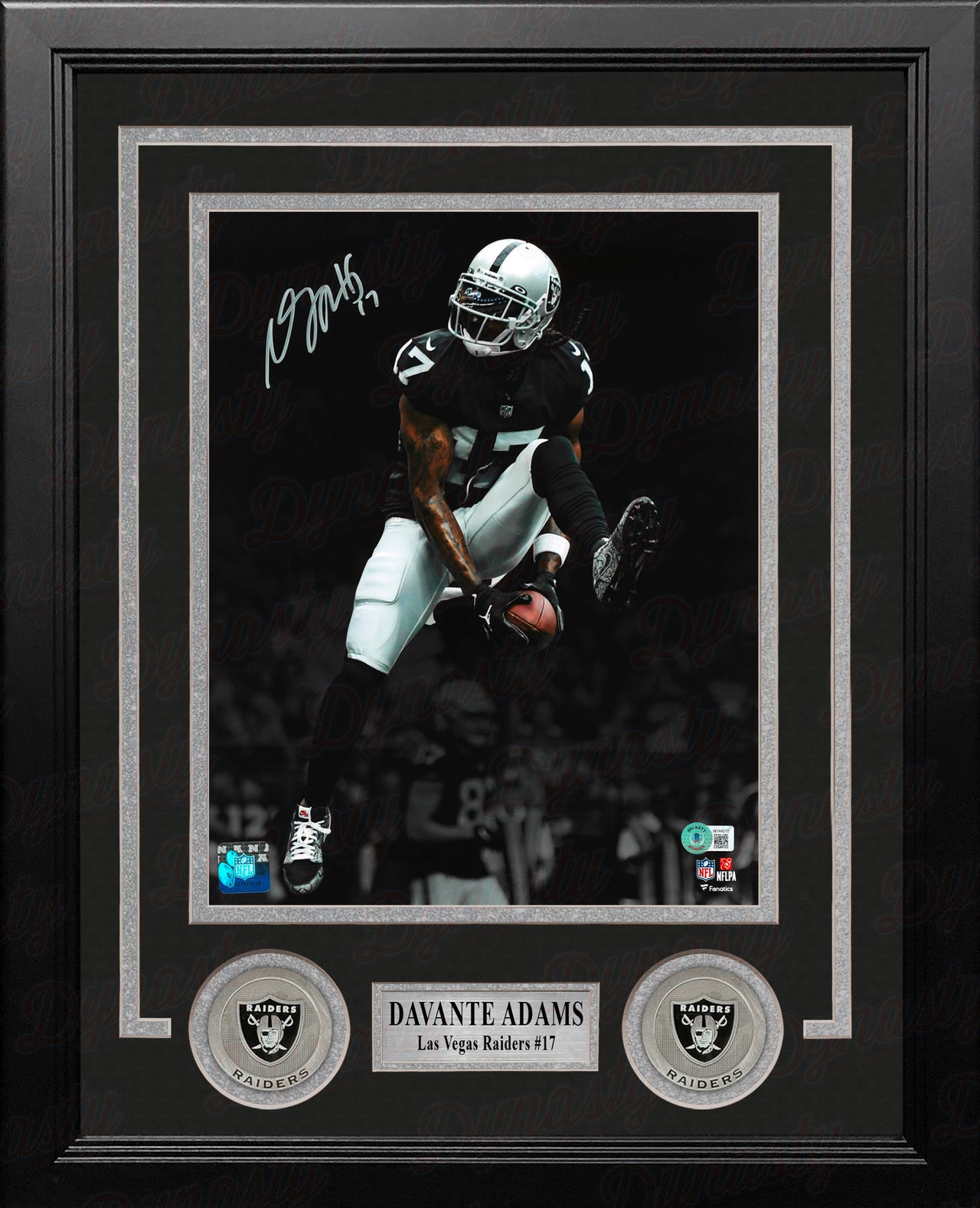 Davante Adams in Action Las Vegas Raiders Autographed Framed Football Photo - Dynasty Sports & Framing 