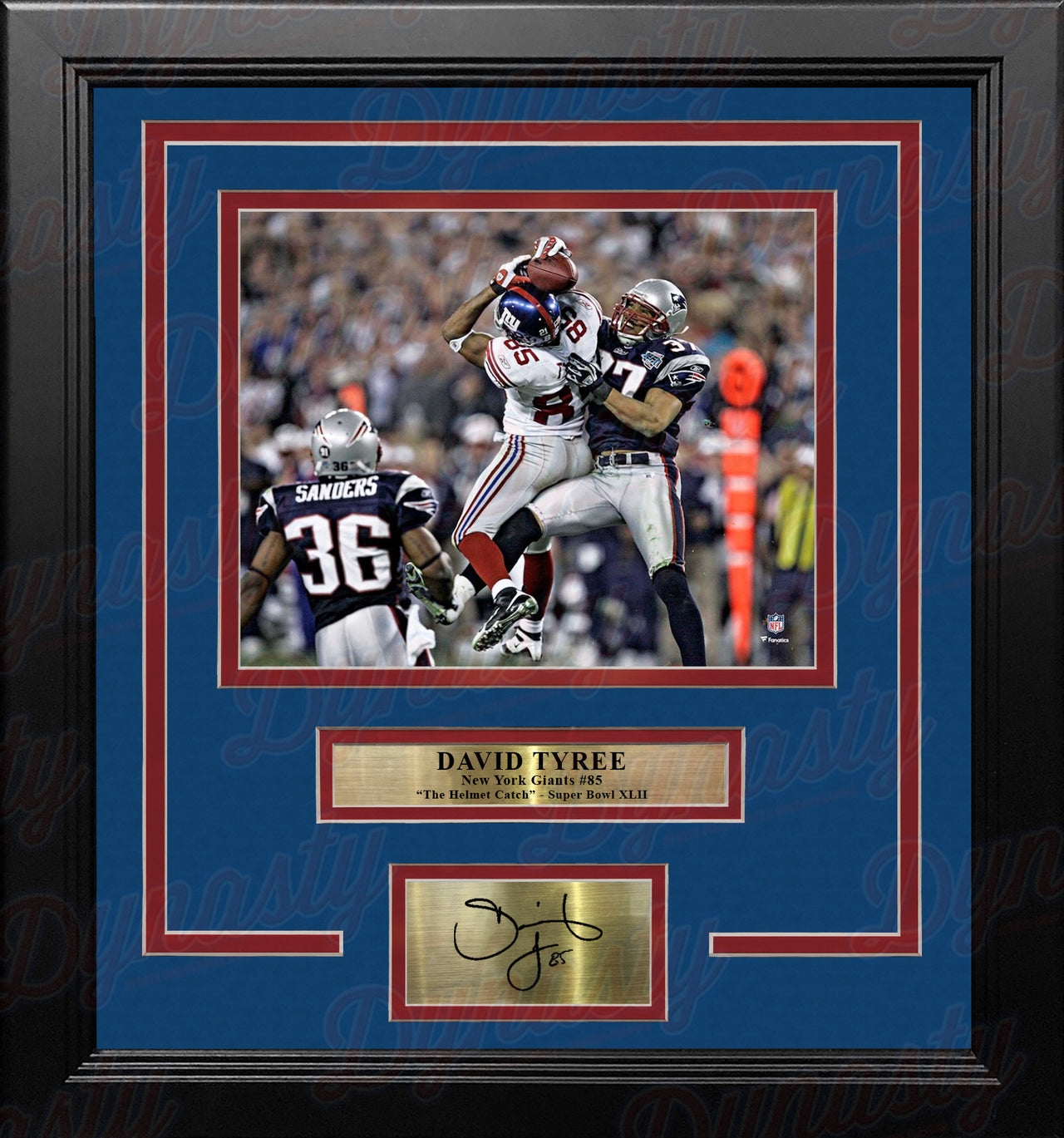 David Tyree Super Bowl XLII Helmet Catch New York Giants 8x10 Framed Photo with Engraved Autograph - Dynasty Sports & Framing