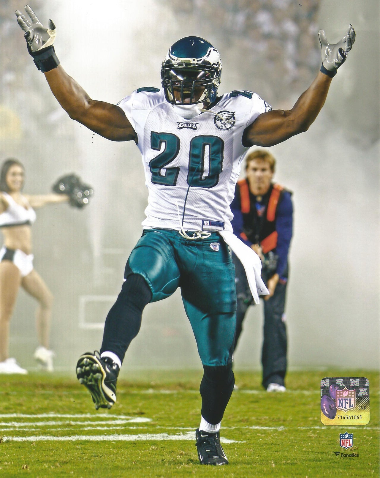 Brian Dawkins Smoke Entrance Philadelphia Eagles Football Photo - Dynasty Sports & Framing 