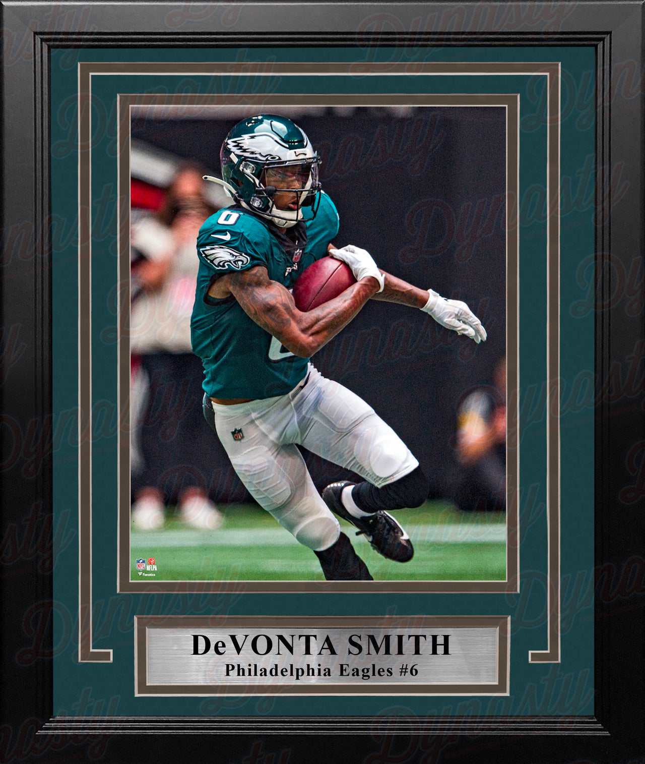 DeVonta Smith in Action Philadelphia Eagles 8" x 10" Framed Football Photo - Dynasty Sports & Framing 