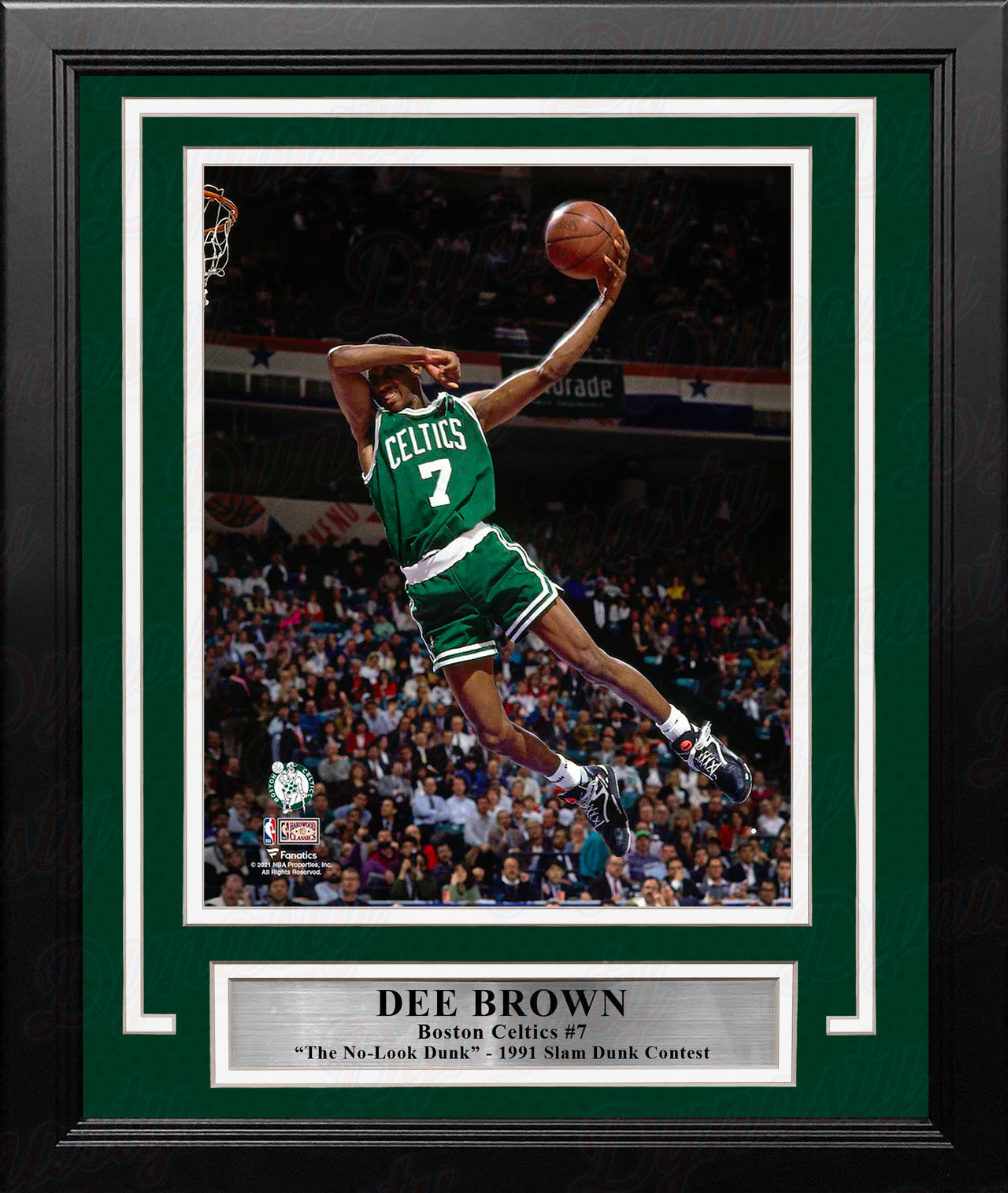Dee Brown No-Look Dunk 1991 Slam Dunk Contest Boston Celtics 8" x 10" Framed Basketball Photo - Dynasty Sports & Framing 