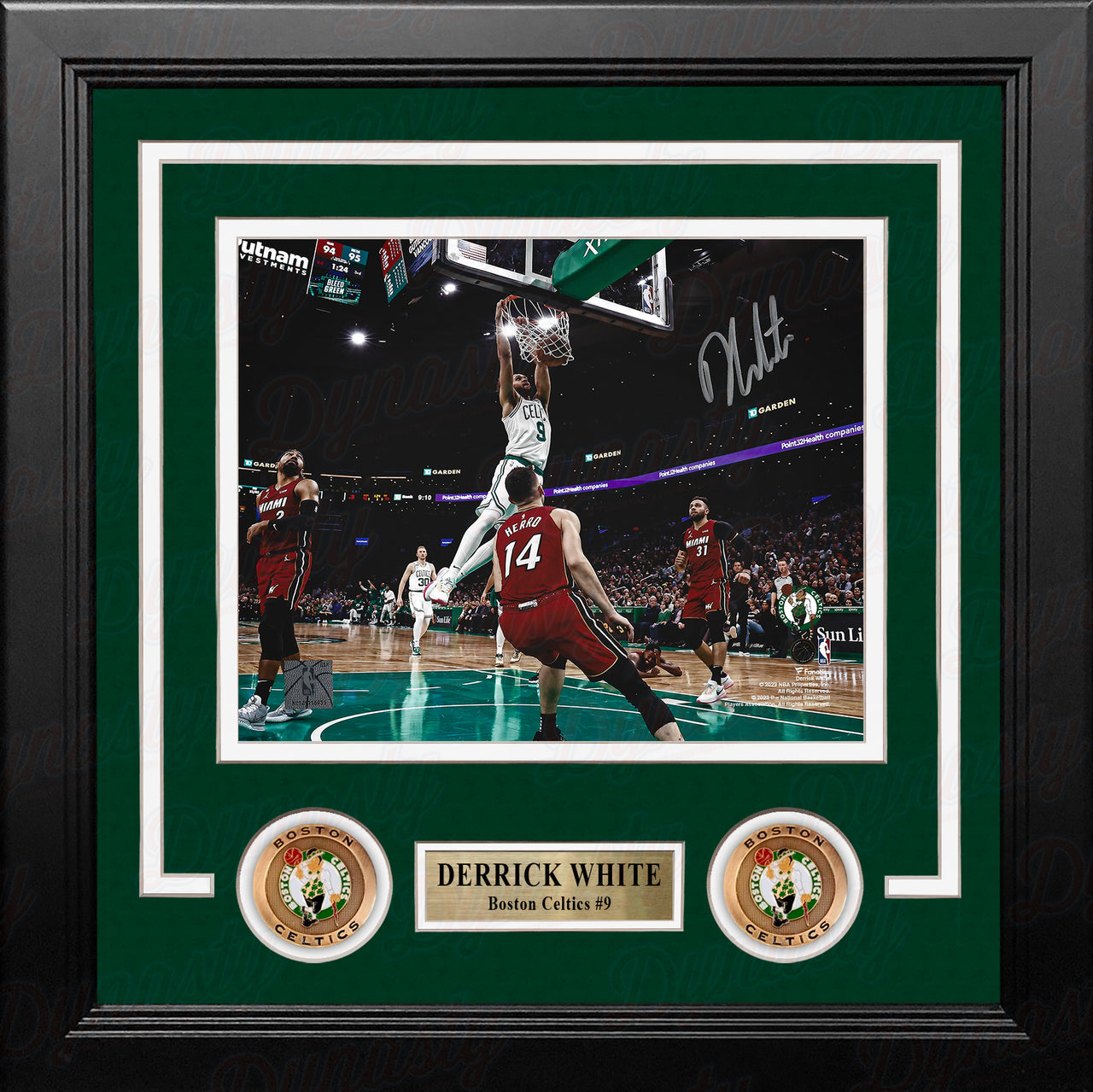 Derrick White Slam Dunk Boston Celtics Autographed 8" x 10" Framed Basketball Photo - Dynasty Sports & Framing 