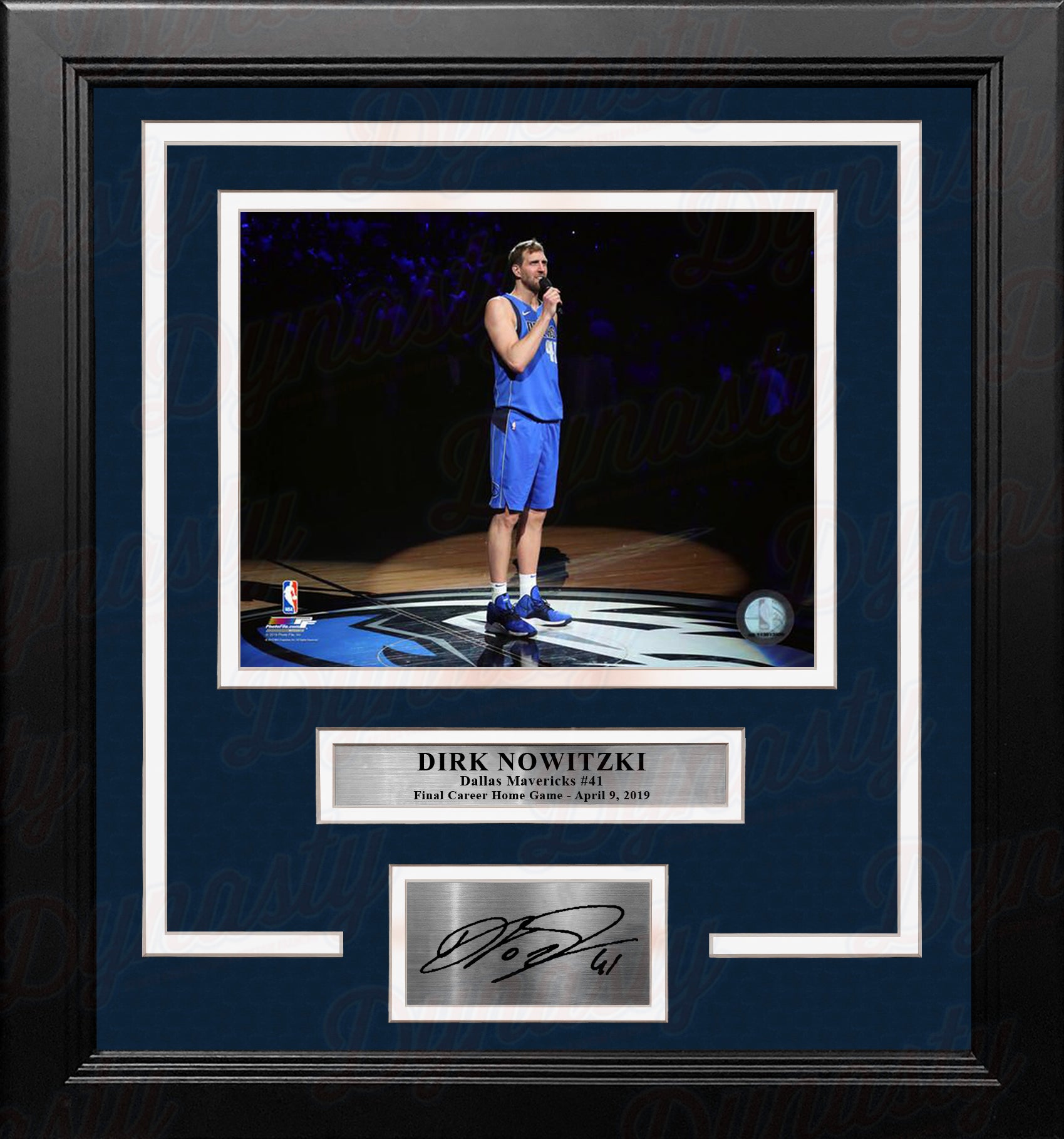 Dirk Nowitzki Dallas Mavericks Final Home Game 8x10 Framed Basketball Photo with Engraved Autograph - Dynasty Sports & Framing 