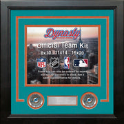 NFL Football Photo Picture Frame Kit - Miami Dolphins (Teal Matting, Orange Trim) - Dynasty Sports & Framing 