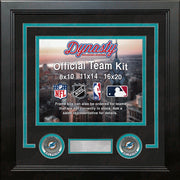 NFL Football Photo Picture Frame Kit - Miami Dolphins (Black Matting, Teal Trim) - Dynasty Sports & Framing 