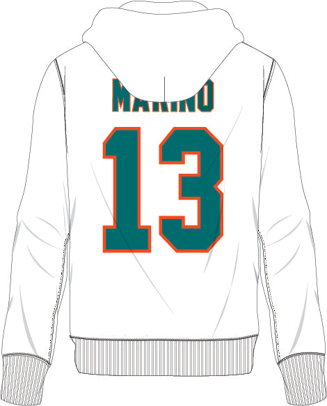 Dan Marino Miami Dolphins Mitchell & Ness Throwback Name/Number Fleece Hoodie - Dynasty Sports & Framing 