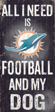 Miami Dolphins Football and My Dog Wooden Sign - Dynasty Sports & Framing 