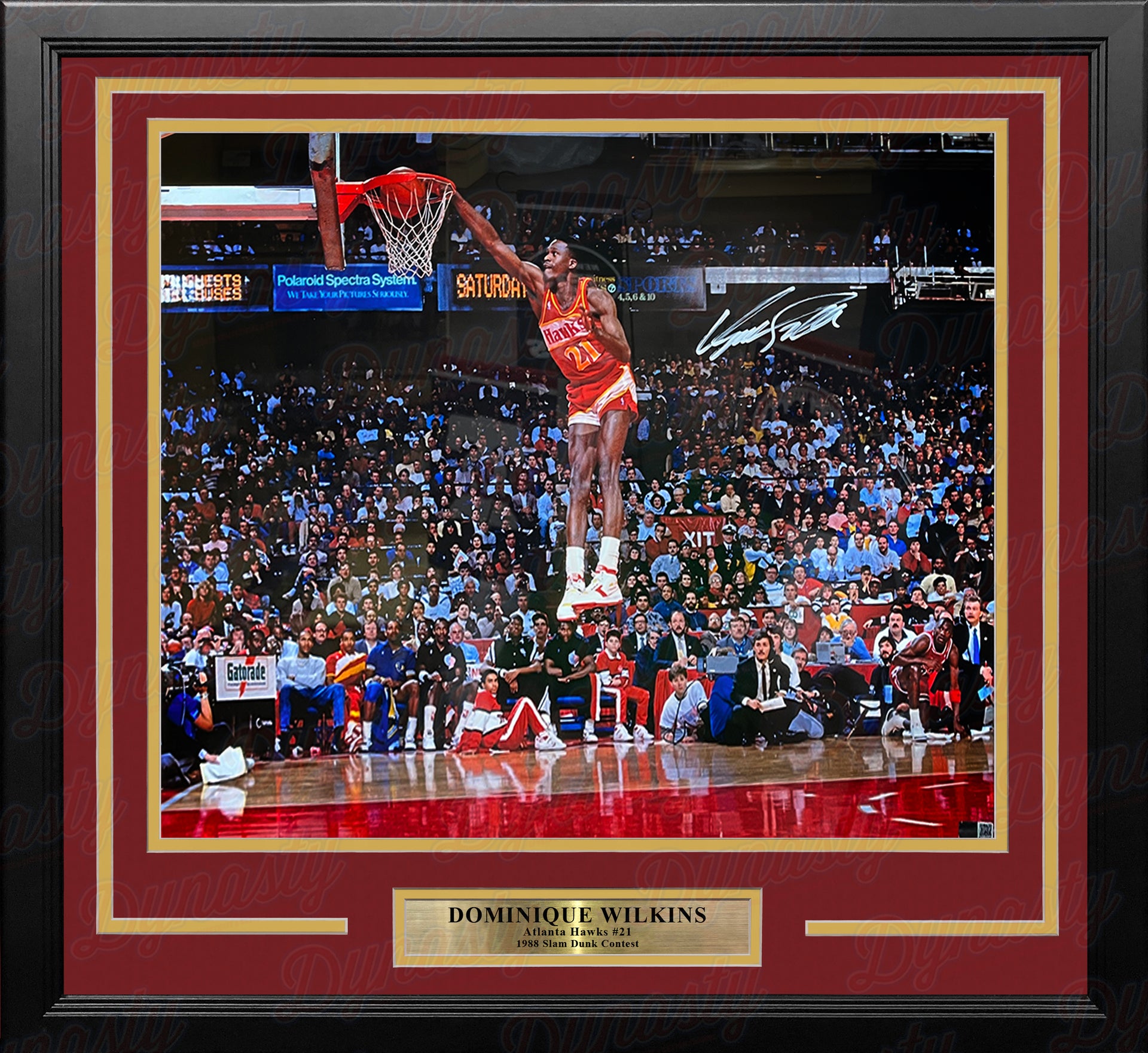 Dominique Wilkins Autographed and Framed Red Atlanta Hawks Jersey JSA Certified