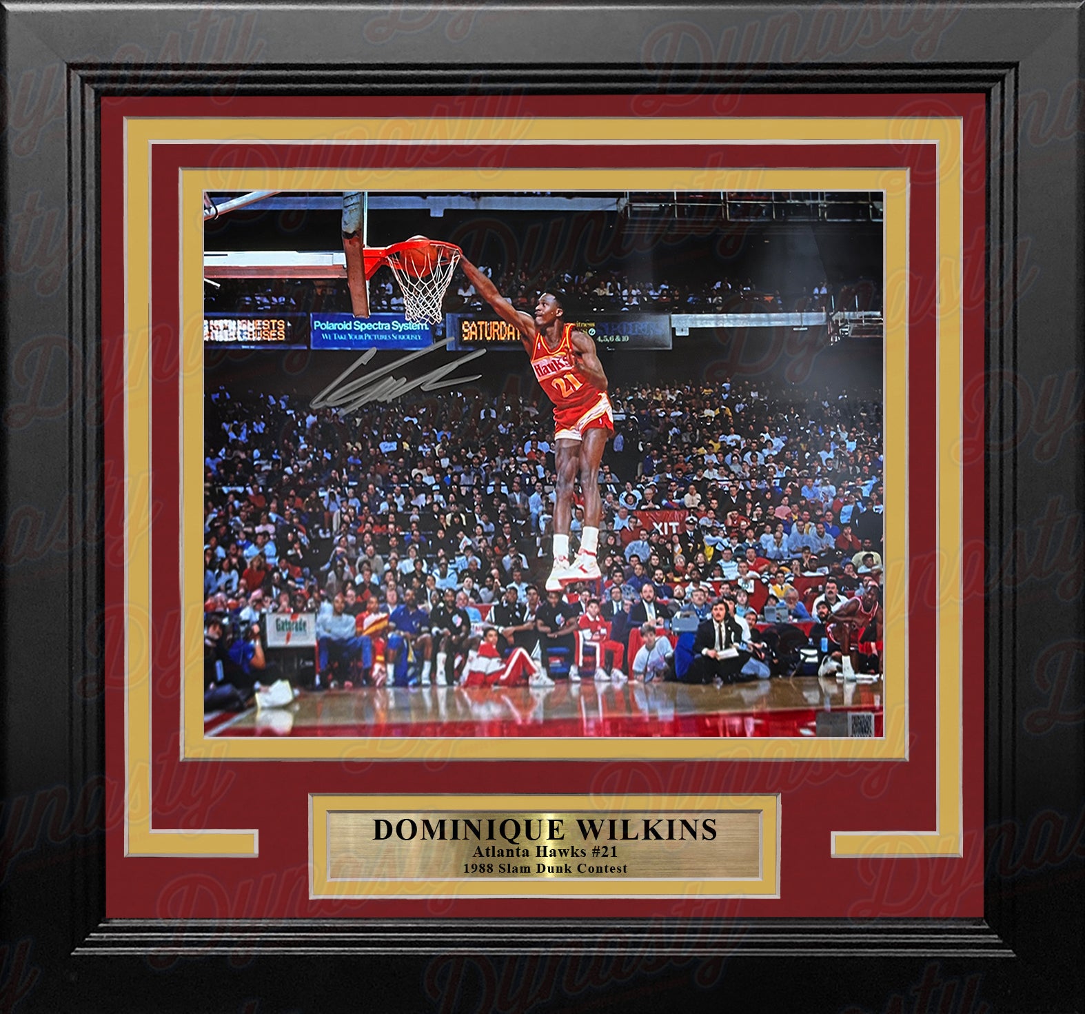 Dominique Wilkins 1988 Slam Dunk Contest Atlanta Hawks Autographed Framed Basketball Photo - Dynasty Sports & Framing 