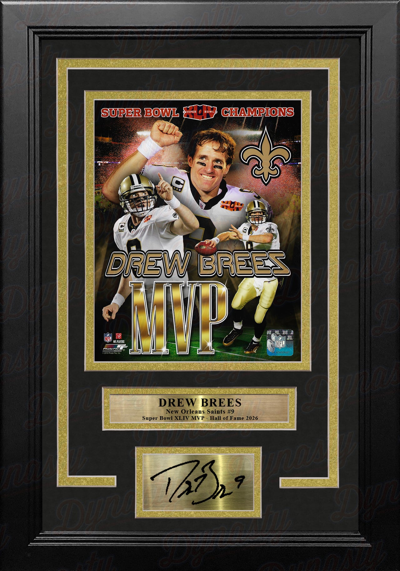 Drew Brees Super Bowl MVP New Orleans Saints 8" x 10" Framed Football Photo with Engraved Autograph - Dynasty Sports & Framing 