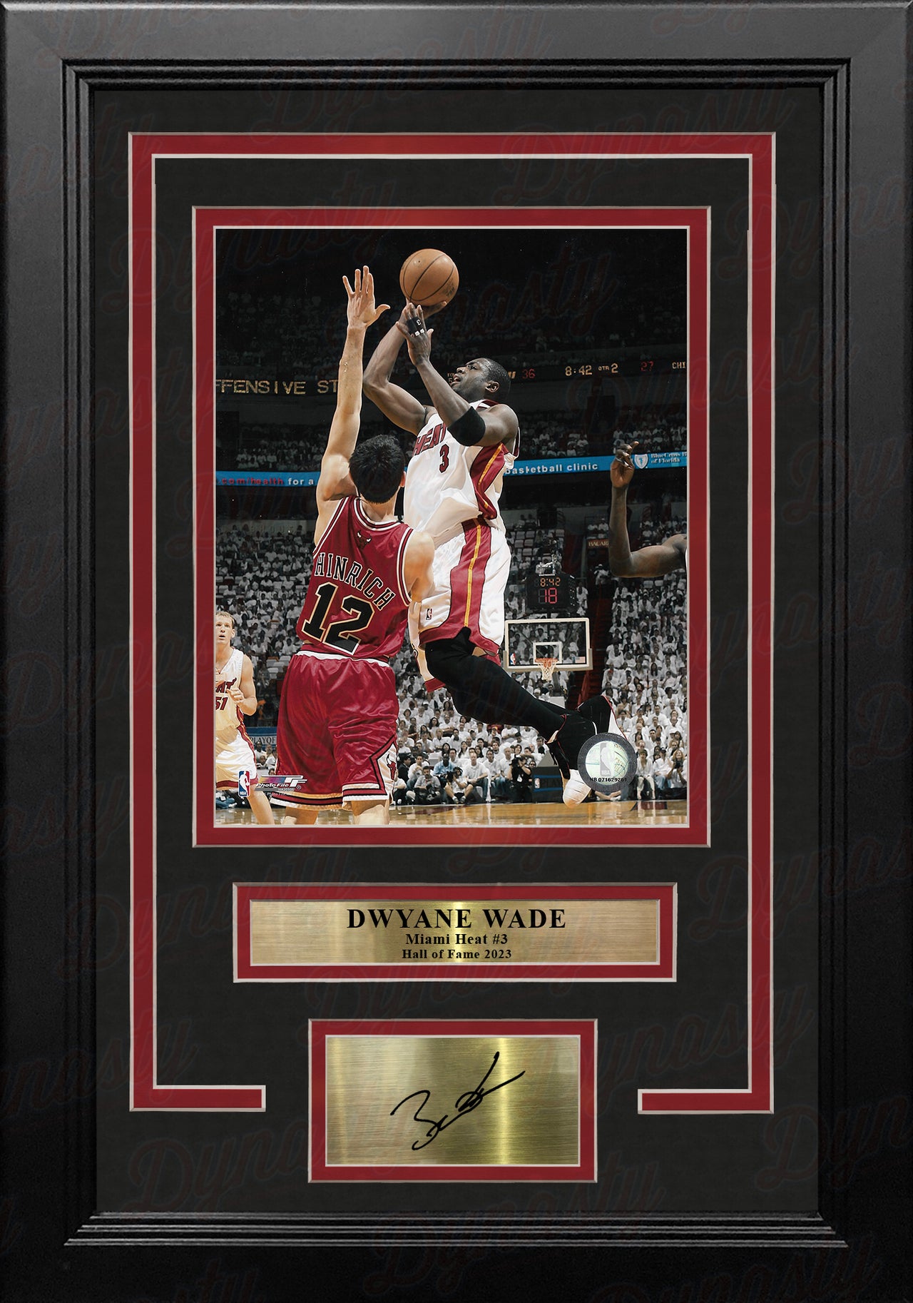 Dwyane Wade in Action Miami Heat 8" x 10" Framed Basketball Photo with Engraved Autograph - Dynasty Sports & Framing 