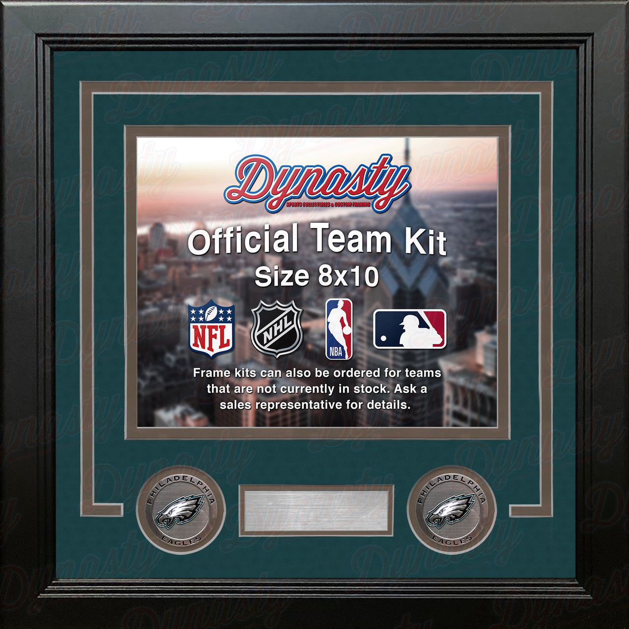 Philadelphia Eagles Football Photo Picture Frame (Green Matting, Gray Trim) - Dynasty Sports & Framing 