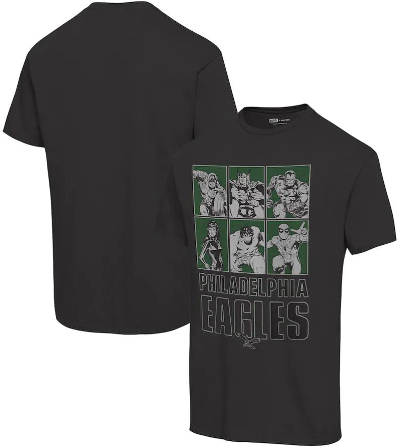 Philadelphia Eagles Marvel Avengers Line-Up Vintage Football T-Shirt - Dynasty Sports & Framing 