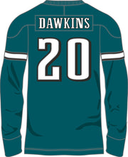 Brian Dawkins Philadelphia Eagles Throwback Retired Player Inaugural Game Patch Long Sleeve Shirt - Dynasty Sports & Framing 