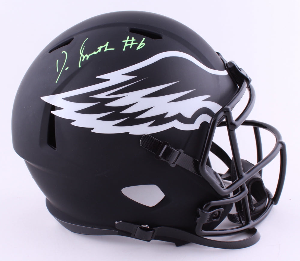 DeVonta Smith Philadelphia Eagles Autographed Football Eclipse Helmet - Dynasty Sports & Framing 