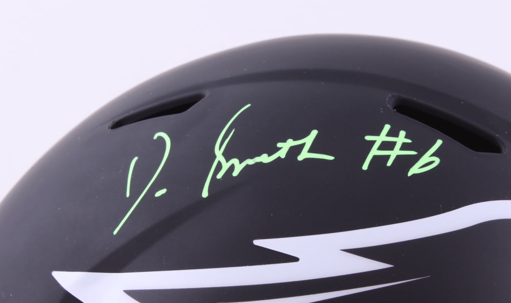 DeVonta Smith Philadelphia Eagles Autographed Football Eclipse Helmet - Dynasty Sports & Framing 