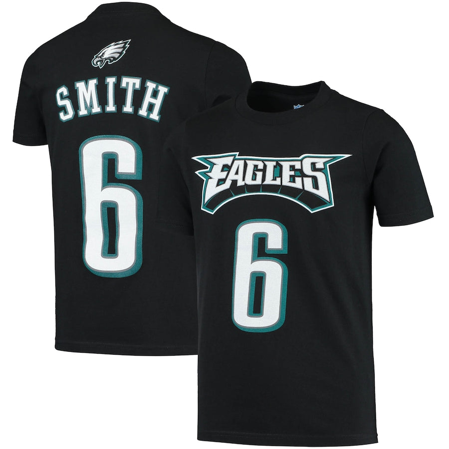 DeVonta Smith Philadelphia Eagles Youth Mainliner Name & Number T-Shirt - Black - Dynasty Sports & Framing 