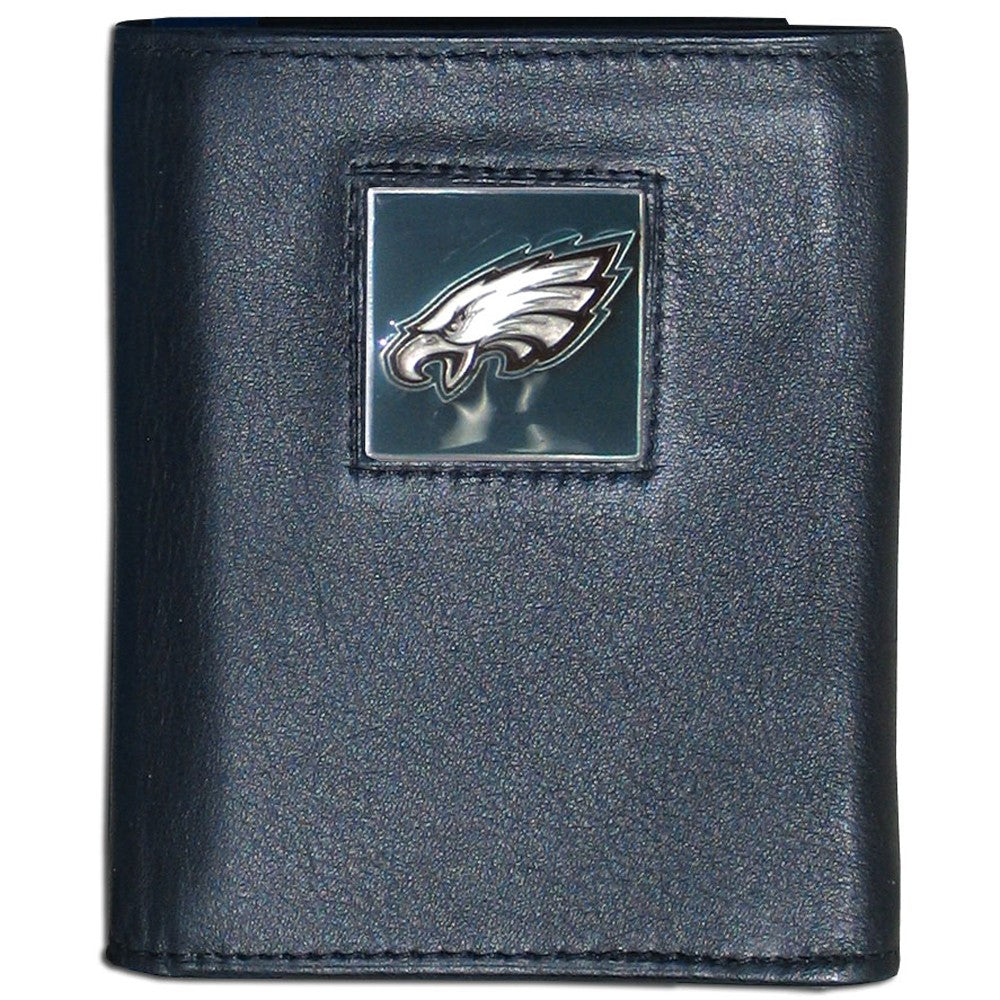 Philadelphia Eagles FineGrain Leather Tri-Fold Wallet - Dynasty Sports & Framing 