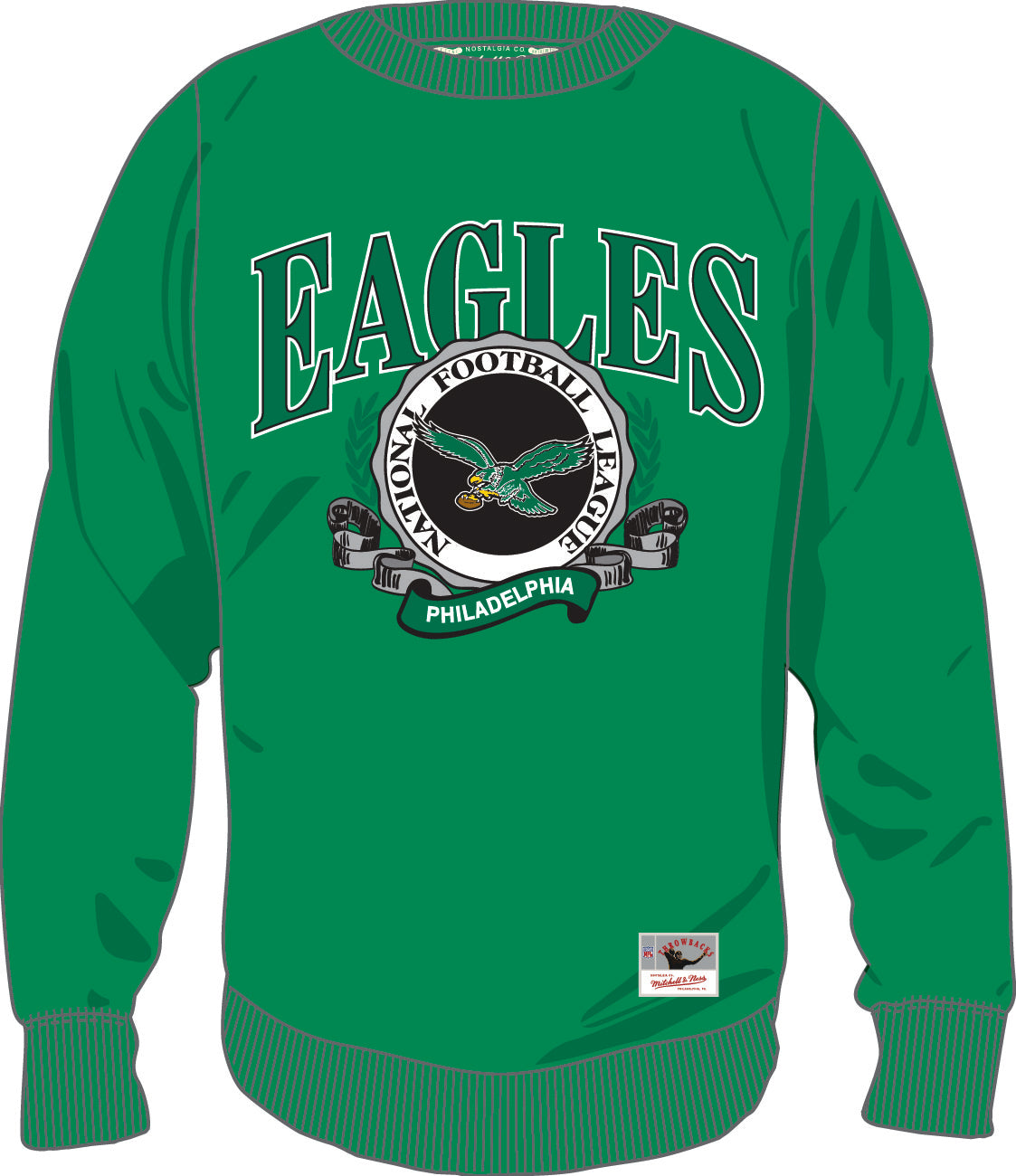 Philadelphia Eagles Mitchell & Ness Green Fair Catch Sweatshirt - Dynasty Sports & Framing 