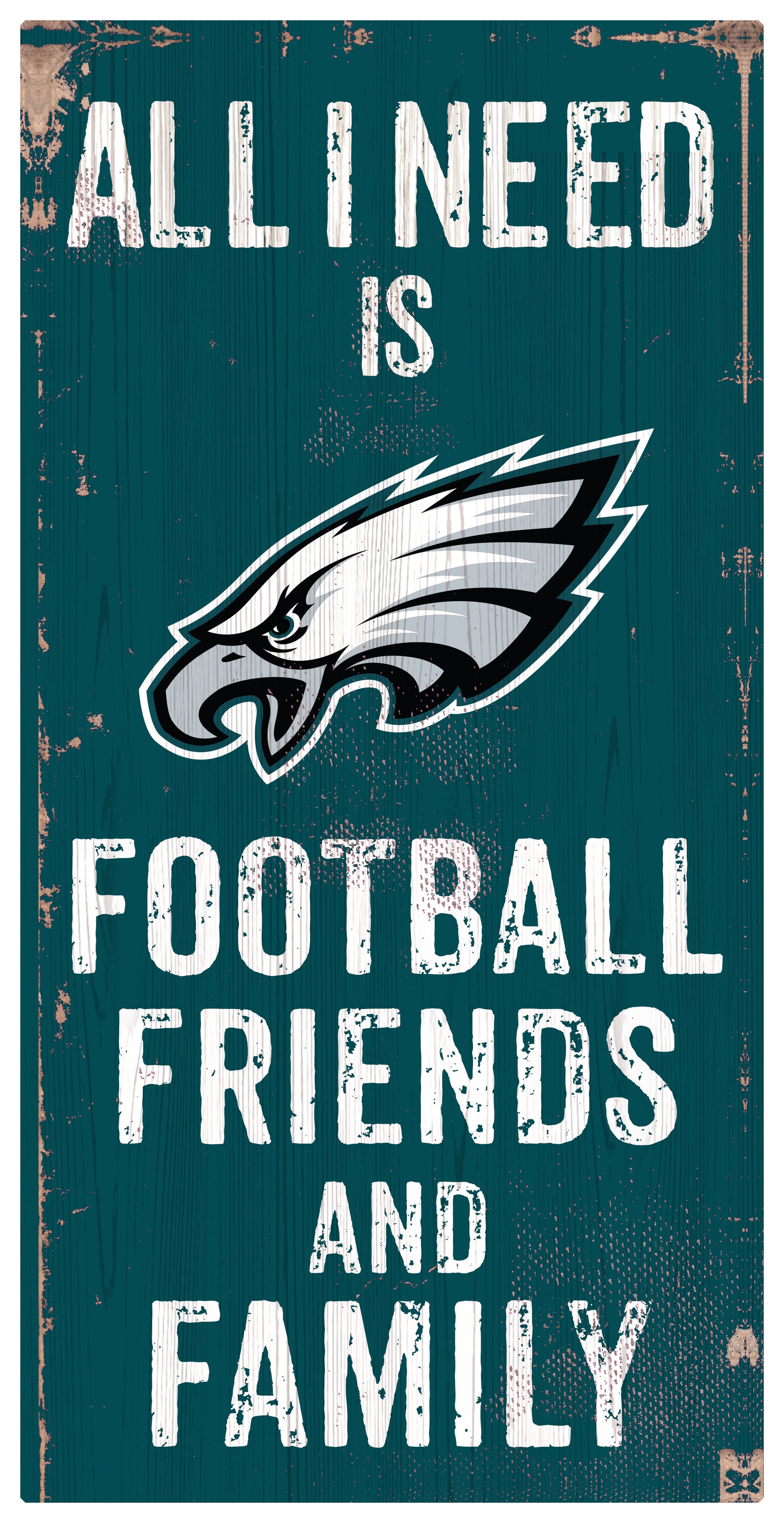 Philadelphia Eagles Football and My Friends & Family Wood Sign (Green) - Dynasty Sports & Framing 