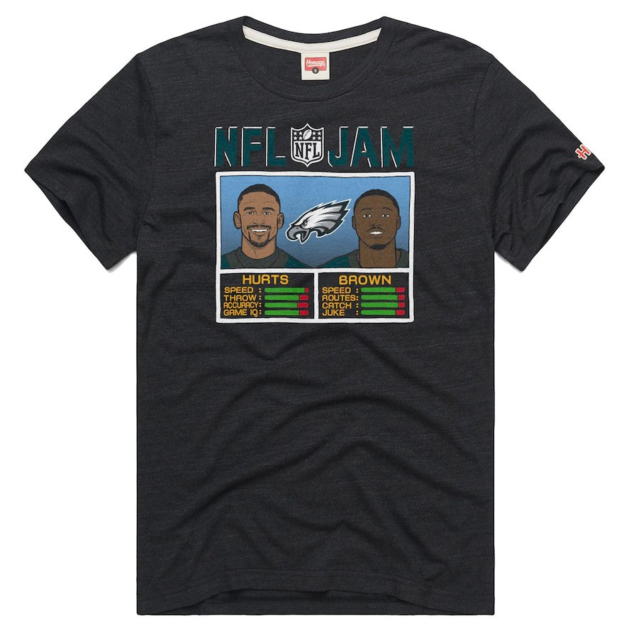 Jalen Hurts & AJ Brown Philadelphia Eagles Homage NFL Jam T-Shirt – Charcoal - Dynasty Sports & Framing 