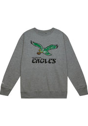 Philadelphia Eagles Mitchell & Ness Grey Retro Long-Sleeve Crew Sweatshirt - Dynasty Sports & Framing 
