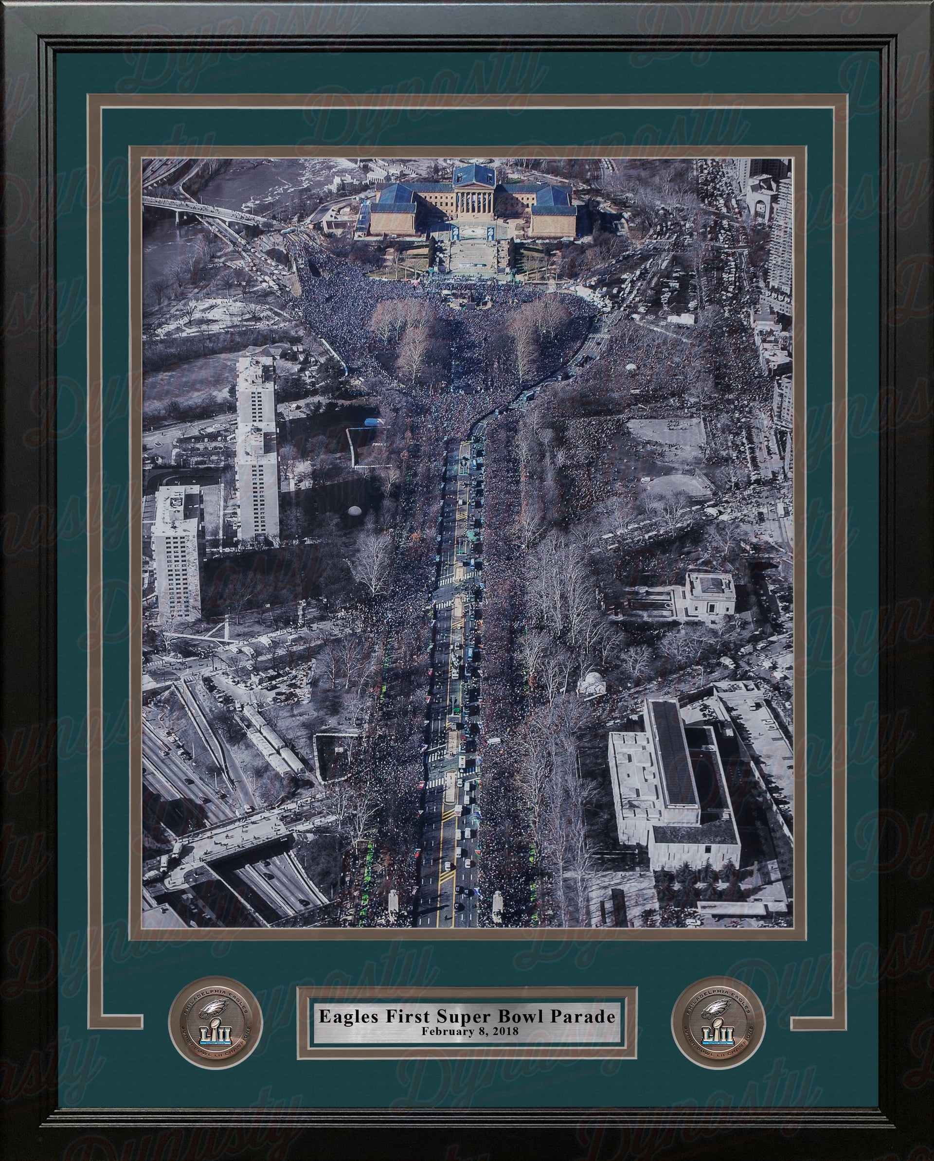 Philadelphia Eagles Super Bowl LII Champions Parade NFL Football Framed and Matted Photo - Dynasty Sports & Framing 
