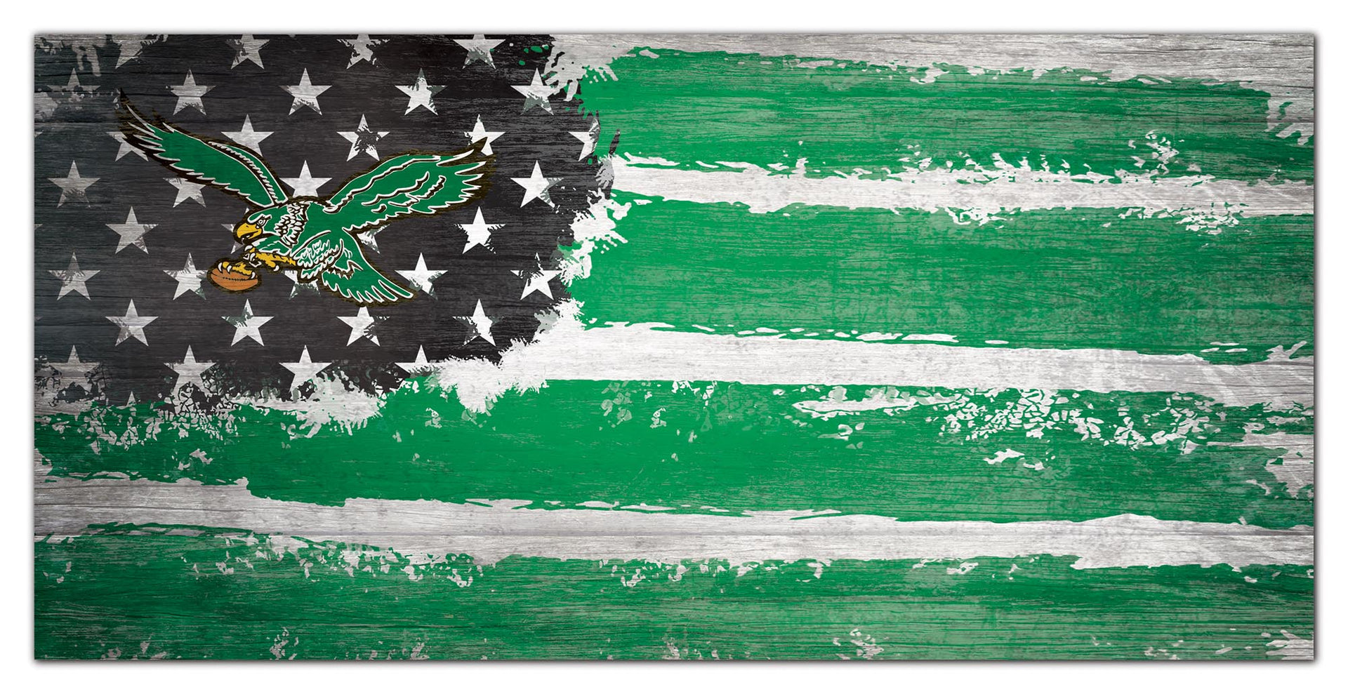 Philadelphia Eagles Throwback Team Flag Wooden Sign - Dynasty Sports & Framing 