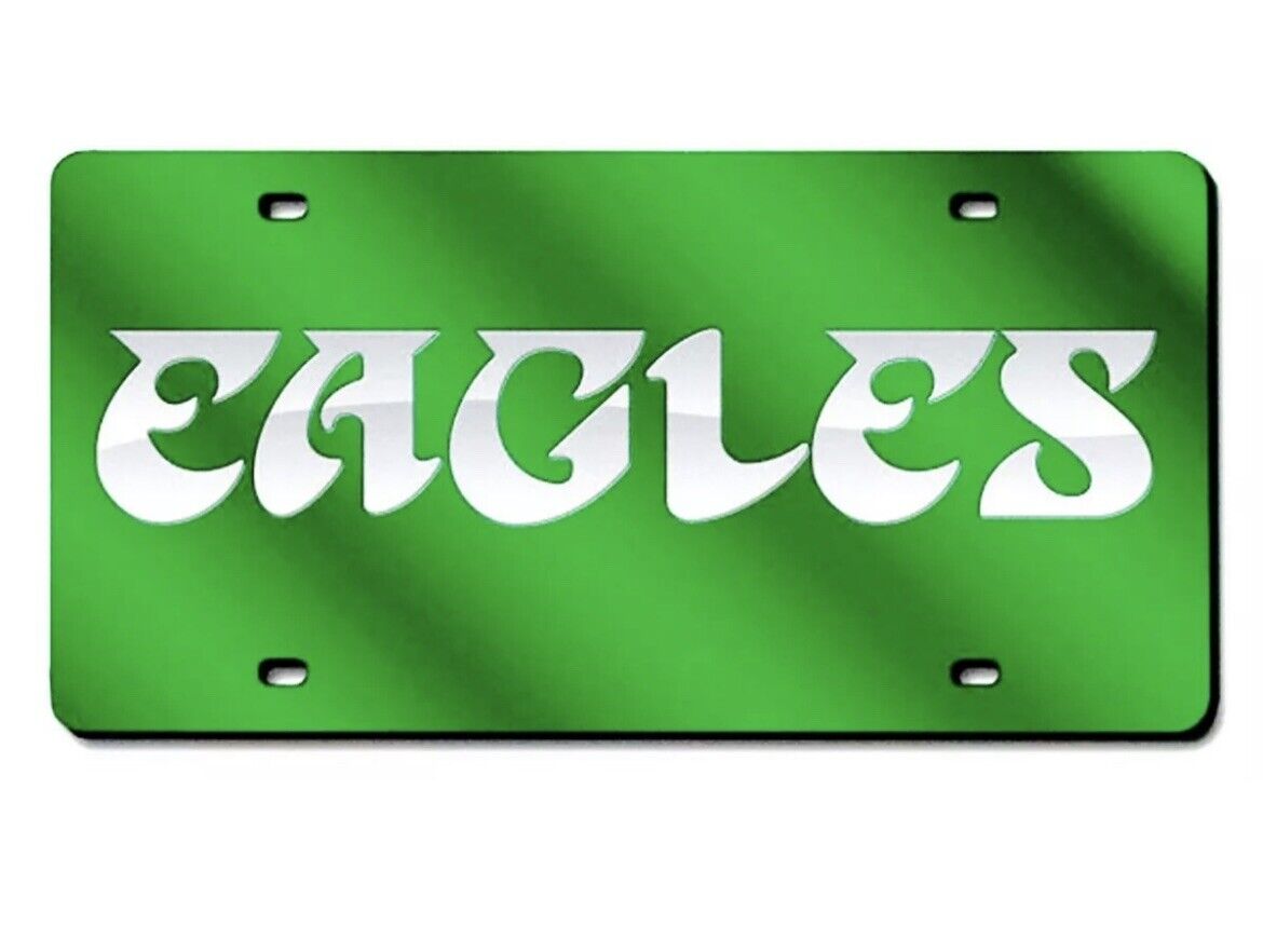 Philadelphia Eagles Throwback Kelly Green Laser Engraved Script License Plate - Dynasty Sports & Framing 