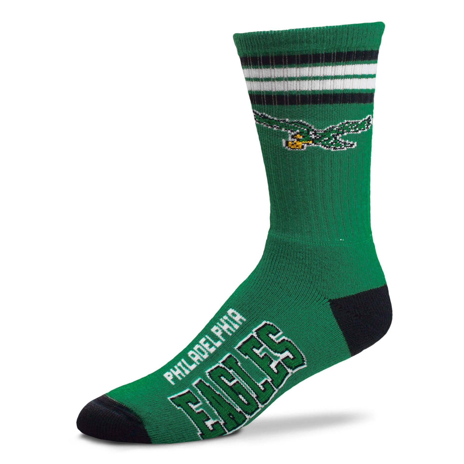 Philadelphia Eagles Throwback Men's 4 Stripe Deuce Socks - Dynasty Sports & Framing 