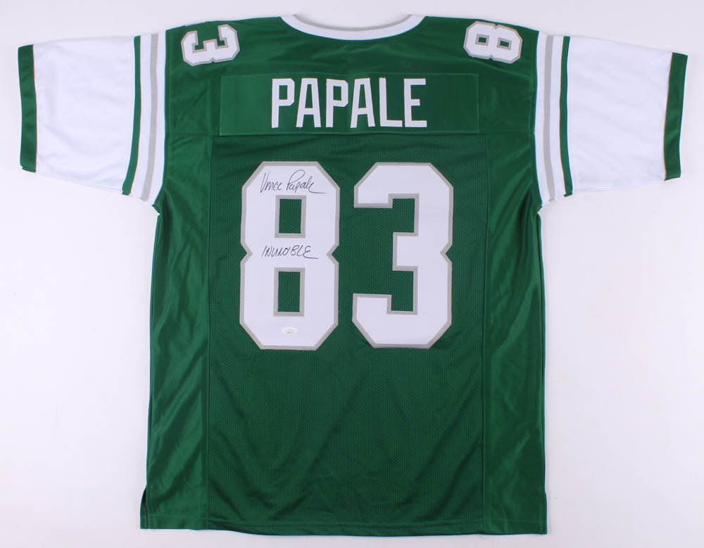 Vince Papale Philadelphia Eagles Autographed Kelly Green Throwback Jersey Inscribed Invincible - Dynasty Sports & Framing 