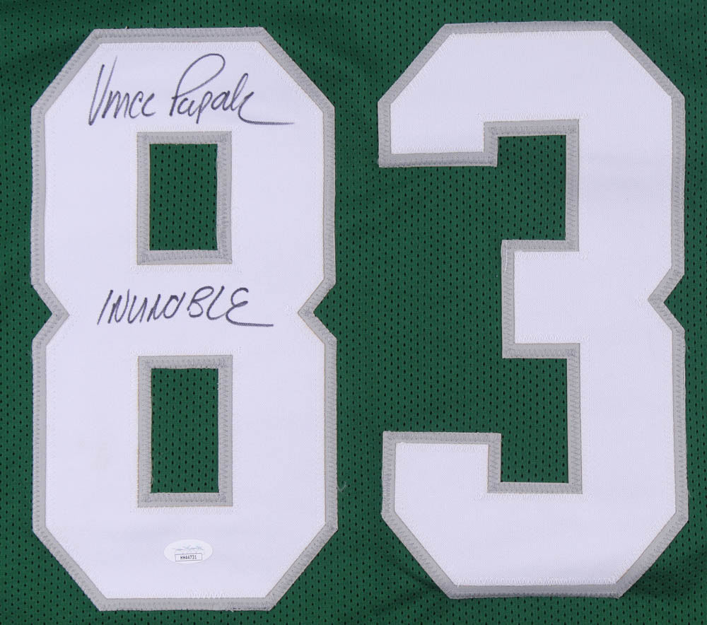 Vince Papale Philadelphia Eagles Autographed Kelly Green Throwback Jersey Inscribed Invincible - Dynasty Sports & Framing 
