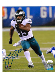 Boston Scott in Action v. New York Giants Philadelphia Eagles Autographed Football Photo - Dynasty Sports & Framing 