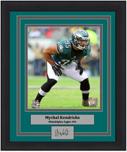 Mychal Kendricks in Action Philadelphia Eagles 8x10 Framed Football Photo with Engraved Autograph - Dynasty Sports & Framing 