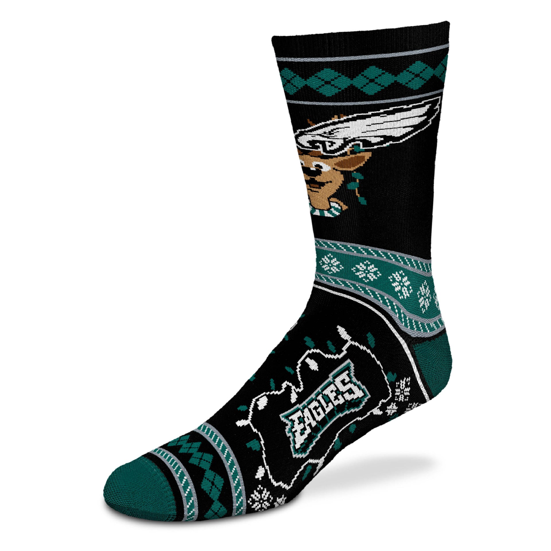 Philadelphia Eagles Sweater Stripe Holiday Socks - Dynasty Sports & Framing 