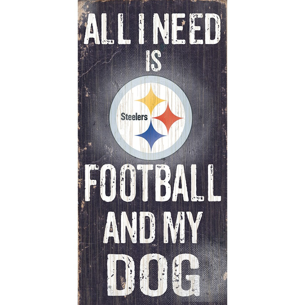 Pittsburgh Steelers Football and My Dog Wooden Sign - Dynasty Sports & Framing 