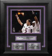 Joe Flacco & Ray Lewis Baltimore Ravens Super Bowl Champs 8x10 Framed Photo with Engraved Autographs - Dynasty Sports & Framing 