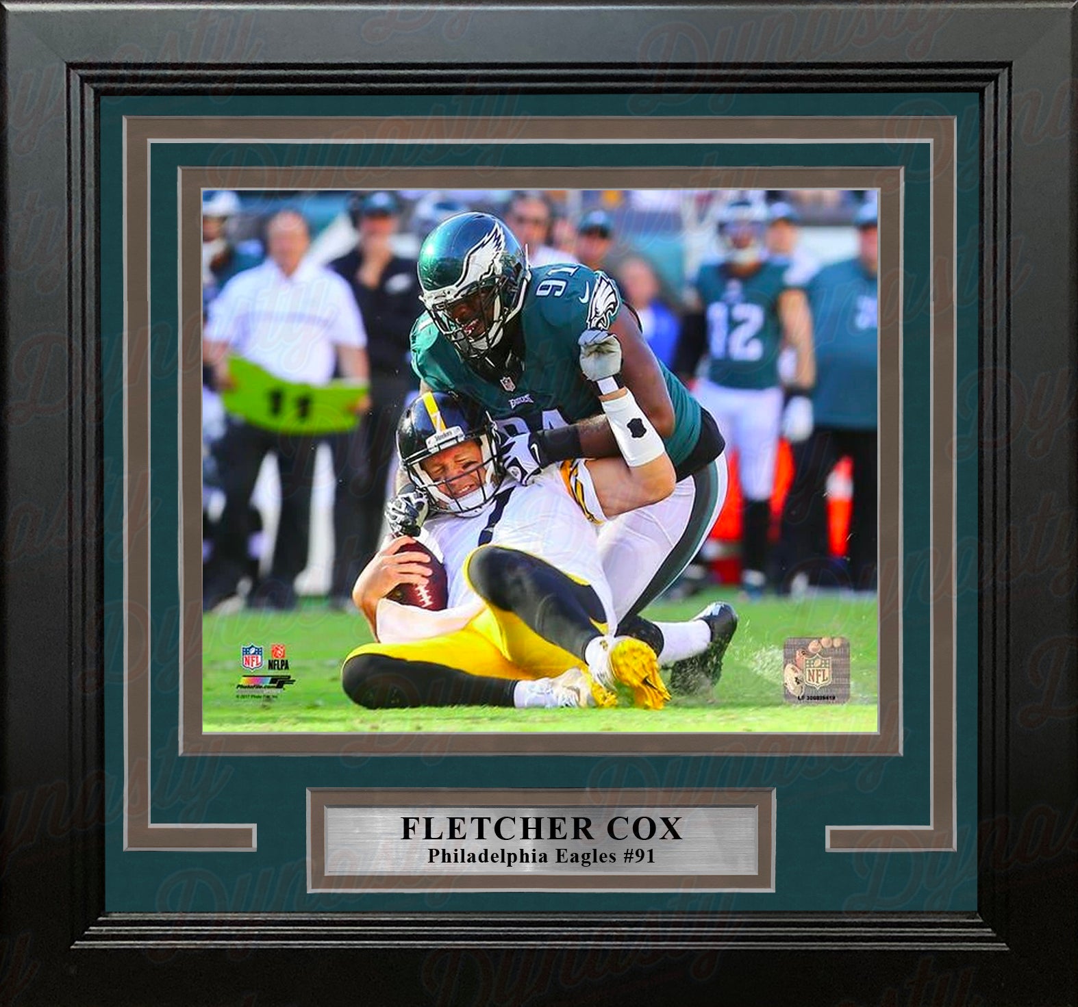 Fletcher Cox Sacks Roethlisberger Philadelphia Eagles NFL Football Framed and Matted Photo - Dynasty Sports & Framing 