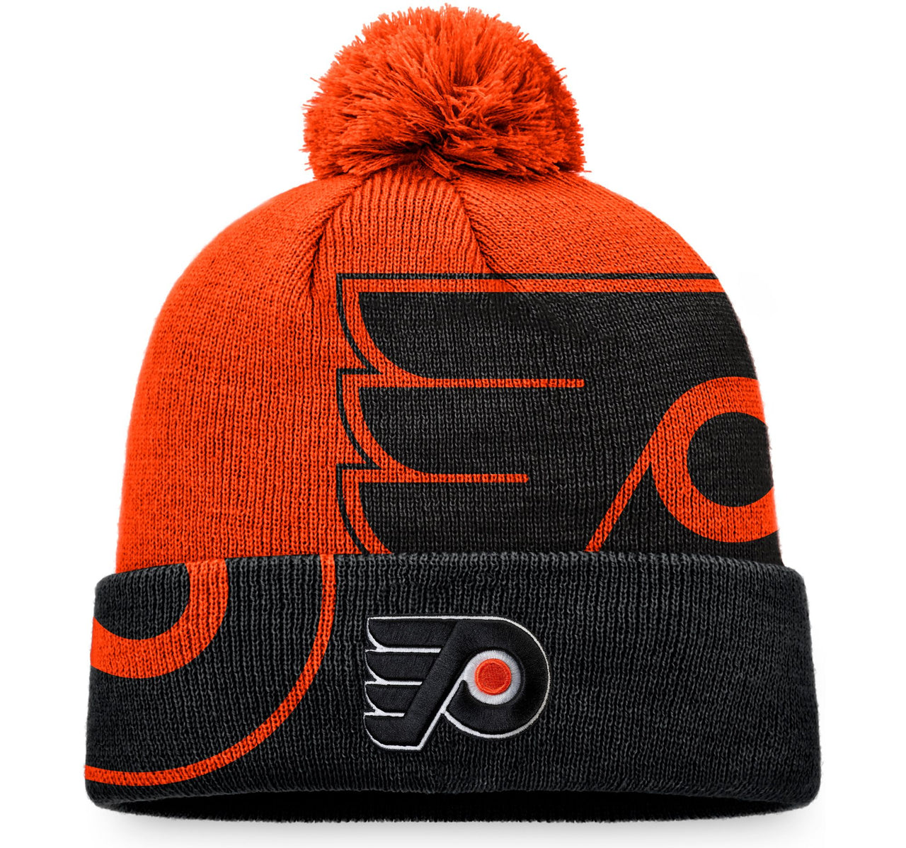 Philadelphia Flyers Block Party Cuffed Pom Knit Beanie - Dynasty Sports & Framing 