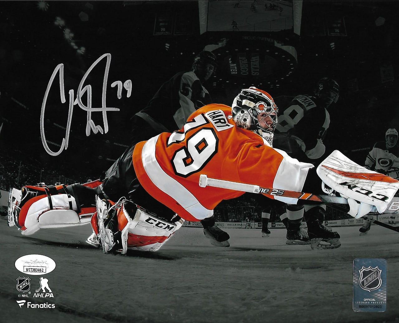 Carter Hart Blackout Philadelphia Flyers Autographed NHL Hockey Photo - Dynasty Sports & Framing