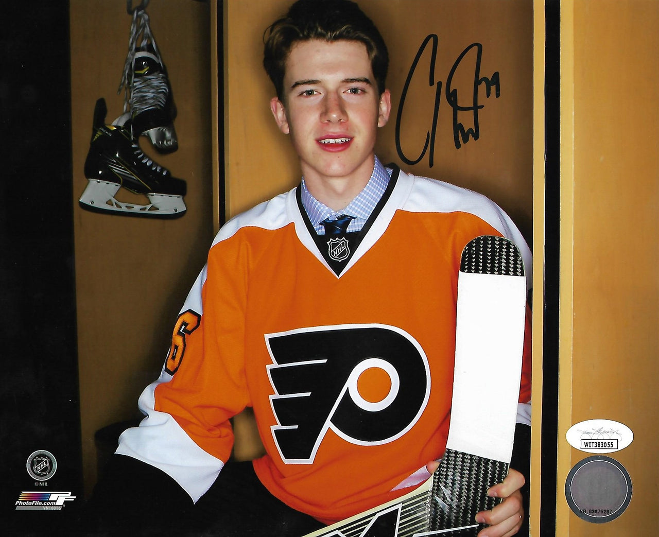 Carter Hart Locker Room Philadelphia Flyers Autographed 8" x 10" Hockey Photo - Dynasty Sports & Framing