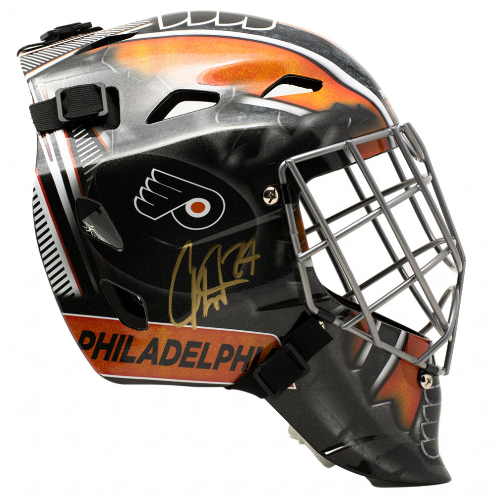 Carter Hart Philadelphia Flyers Autographed NHL Hockey Goalie Mini-Mask - Dynasty Sports & Framing 