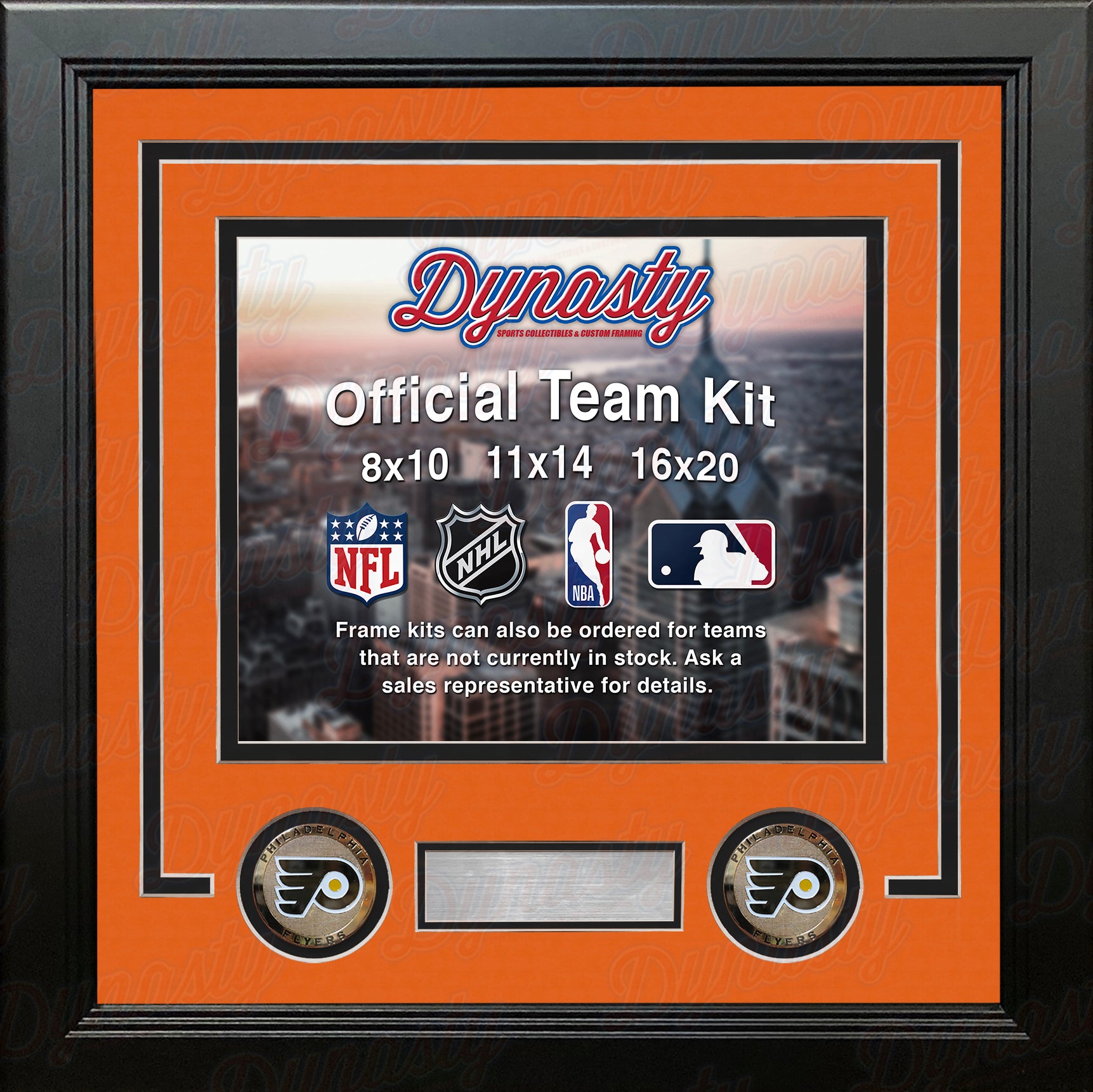 Philadelphia Flyers NHL Hockey Photo Picture Frame (Orange Matting, Black Trim) - Dynasty Sports & Framing 